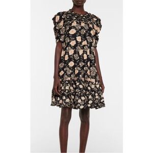 Ulla Johnson Cassian Dress Noir Floral Size 2 Victorian Ruffles Feminine Romance